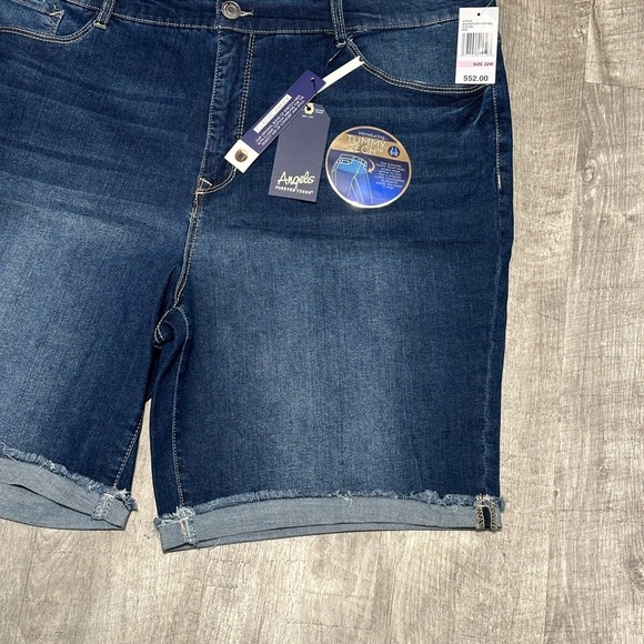 Women’s Angels 22W 2X Navy Blue Denim Jeans Shorts Rolled Hem Stretch NWT - Picture 5 of 12
